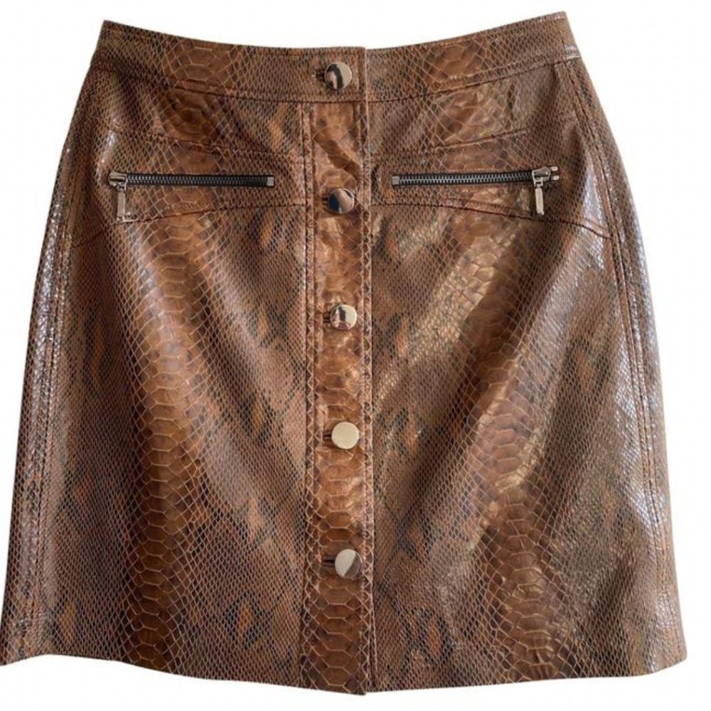 Elie Tahari Brown Snakeskin Tammy Tiger's Eye Color Skirt - NWT